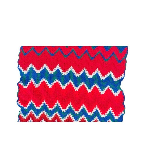 Colorful Chevron Stripes Afghan Throw, Hand Knitted or Crocheted Multicolored - Picture 4 of 4